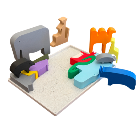 Puzle de animales con bandeja - Juguete Montessori para bebé