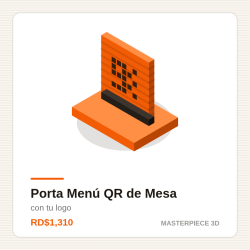 Porta Menú QR de Mesa — con tu logo | Masterpiece 3D Impresiones