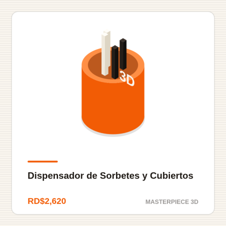 Dispensador de Sorbetes y Cubiertos | Masterpiece 3D Impresiones