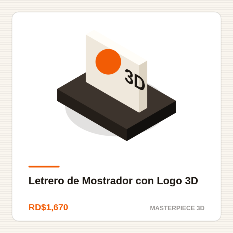 Letrero de Mostrador con Logo 3D | Masterpiece 3D Impresiones