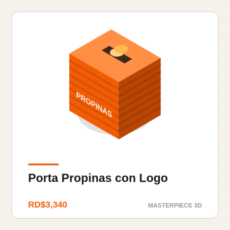 Porta Propinas con Logo | Masterpiece 3D Impresiones